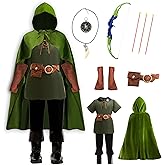Mecamelon 8 Pcs Archer Costume for Kids Boys Medieval Renaissance Hunter Costume with Cape