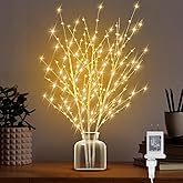 Lighted Birch Branches Plug in with Timer 33IN 180 LED Lights, Twinkling Light Up Birch Tree, DIY Flexible Branches for Christmas Fireplace Room Vase Decoration,Bedroom, Wedding, Party(Vase Excluded)