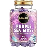 MAJU's Powerful Purple Sea Moss Capsules (60 ct), Extra-Strength Purple Minerals, Chondrus Crispus, Stronger Than Gel, Compare to Organic Irish Seamoss Capsule, Wild Harvested Powder Pills
