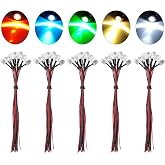 DORHEA 50Pcs 10mm LED Lights Emitting Diodes Pre Wired DC 12V 5 Colors LED Ultra Bright Light Emitting Diodes Clear Lens Assorted Color Kit White Red Yellow Green Blue Small LED Lamps
