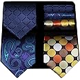 HISDERN Mens Ties and Pocket Square Set Business Elegant Ties for Men Classic Lot 3 Pcs Wedding Party Neckties & Handkerchief
