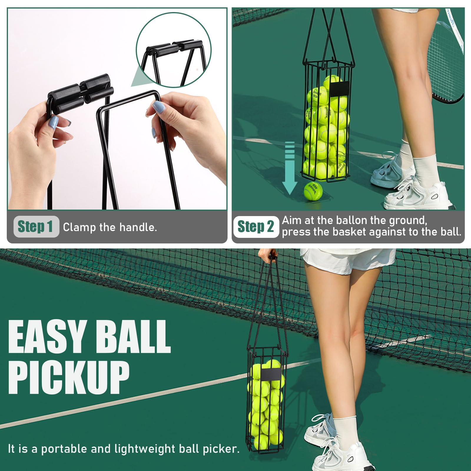 Tennisball Hopper Faltbar – Rollender Ballpicker Für Bis Zu 75 Bälle | Ideal Für Training & Coaching
