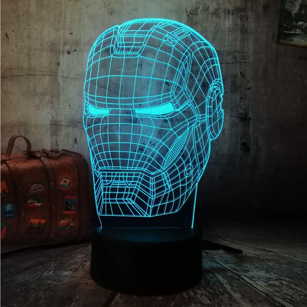 Cool 3D Led Iron Man Light Night Desk Table Lamp RGB 7 Color Change Flashlight USB RGB Controler Switch Toy Kids Gift