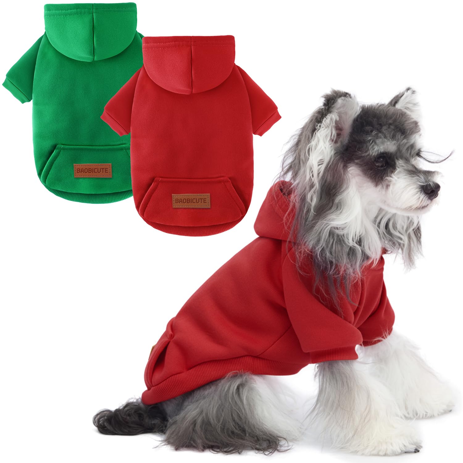 Photo 1 of 2 Pack Dog Hoodie Warm Hood Dog Sweater Cold Weather Small Dogs Sweatshirt Comfort Pet Clothes for Small Medium Dogs with Pockets Cats Chihuahua Clothes for Male Female Girl Boy Sporty Daily Wear