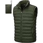 TACVASEN Men's Lightweight Packable Puffer Vest Outerwear Winter Water Resistant Sleeveless Jacket for Outdoor Golf Work