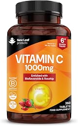 New Leaf Vitamin C Tablets 1000mg Rosehip Bioflavonoids 360 UK Made