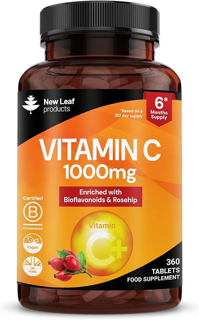 New Leaf Vitamin C Tablets 1000mg Rosehip Bioflavonoids 360 UK Made
