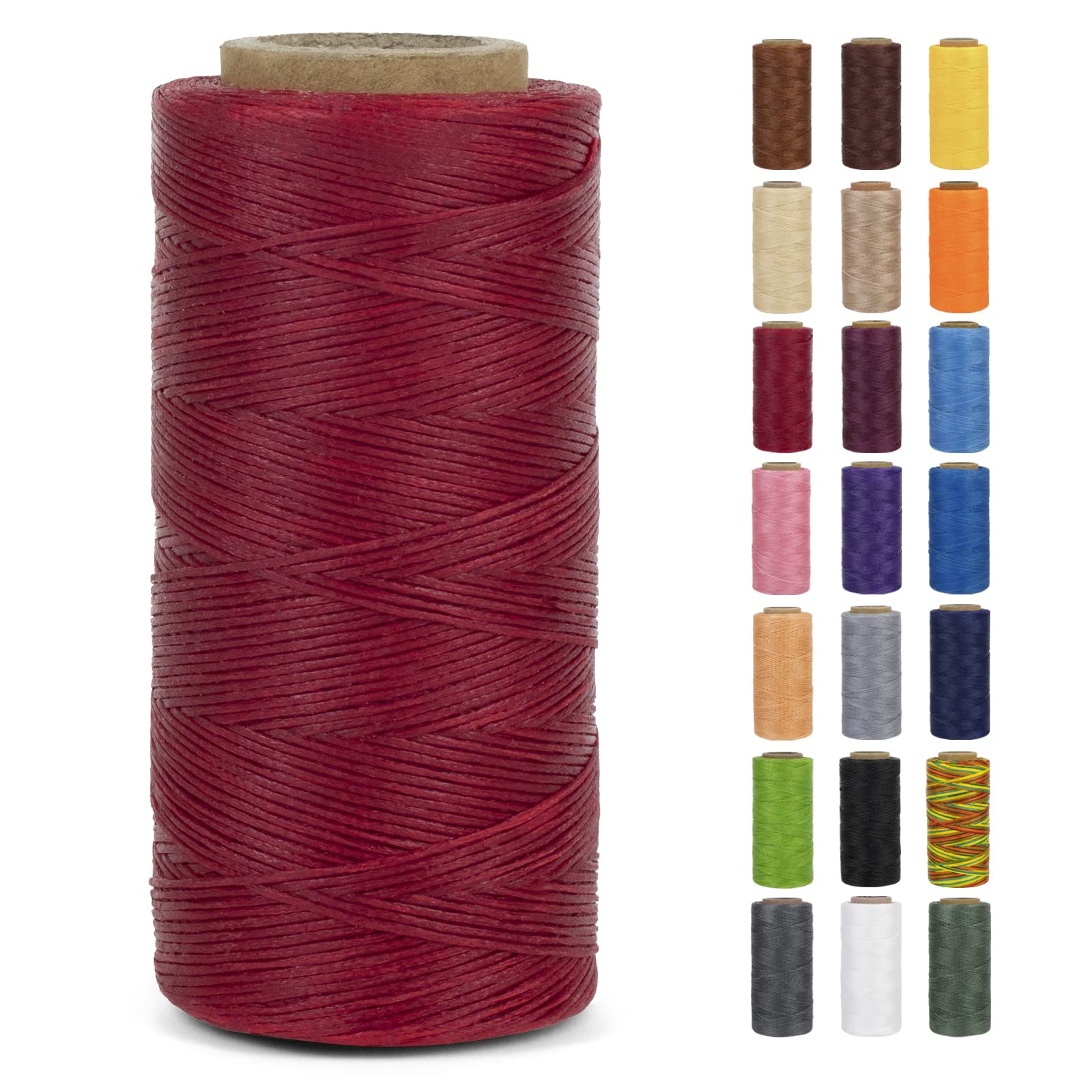 LEREATI Waxed Thread, 284 Yards 150D 0.8mm Leather Sewing Thread Flat Waxed Cord, Leather Repair Weave String for Leather Stitching Sewing, Bookbinding, Bracelets, DIY Crafts (Red)