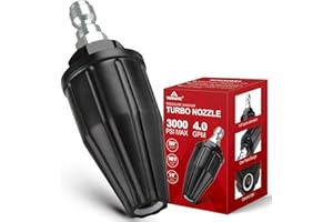 YAMATIC Pressure Washer Tips Turbo Nozzle, 360° Rotating Spray Turbo 3000 PSI 4.0GPM with 1/4" Quick Connector, Compatible with Ryobi, Greenworks, Craftsman, Troybilt, Simpson