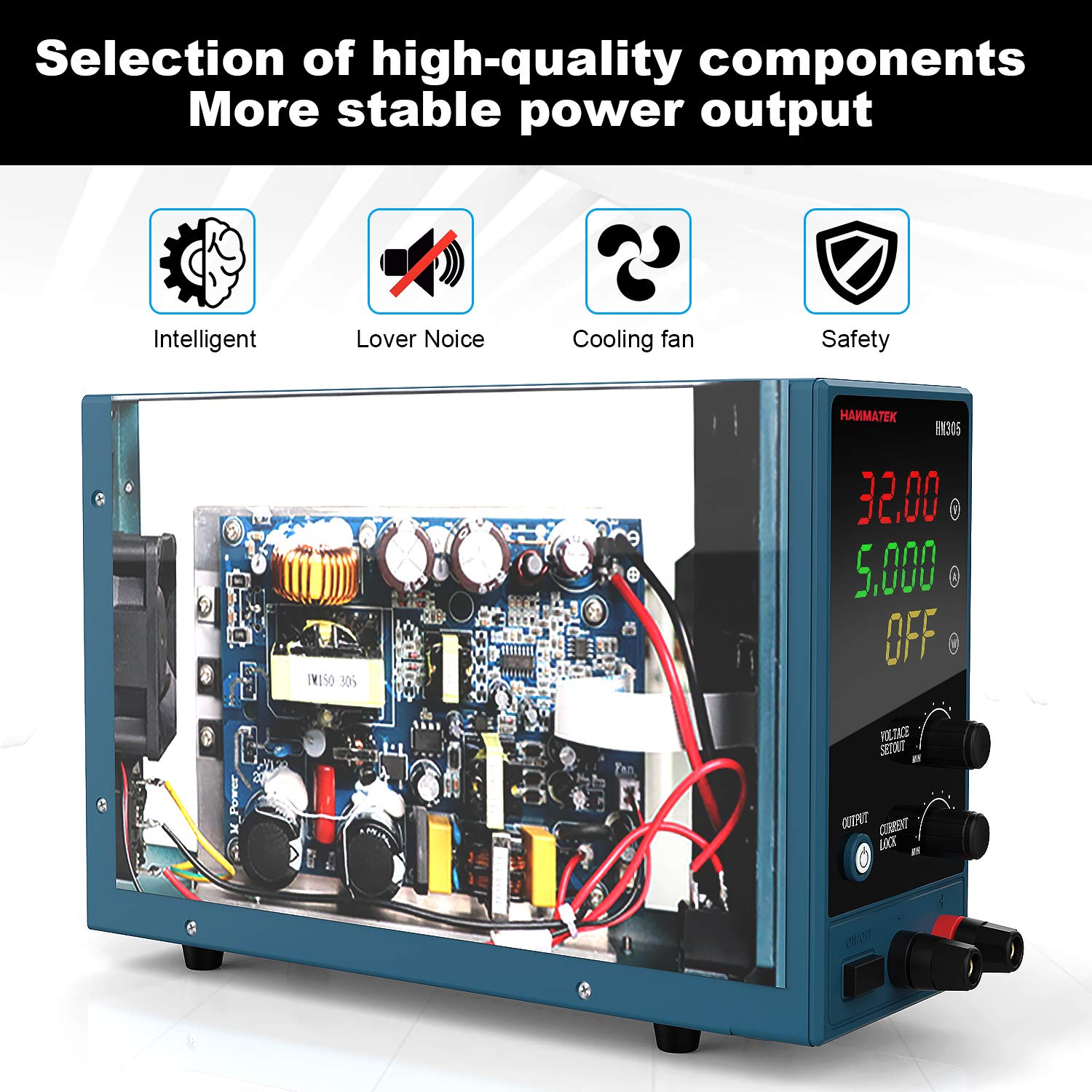 Adjustable DC Power Supply (0-30 V 0-5 A) with Output Enable/Disable Button HANMATEK HM305 Mini Variable Switching Digital Bench Power Supply: Industrial & Scientific