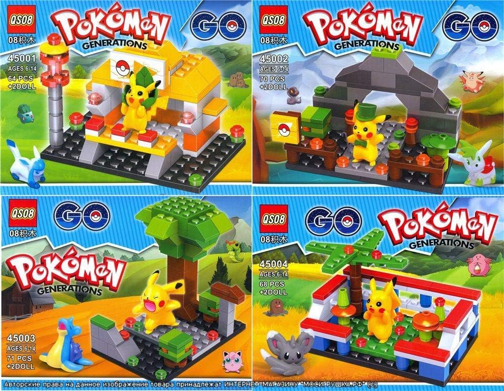 Akrobo Pokemon Self Assembling Plastic Blocks -Set of 4
