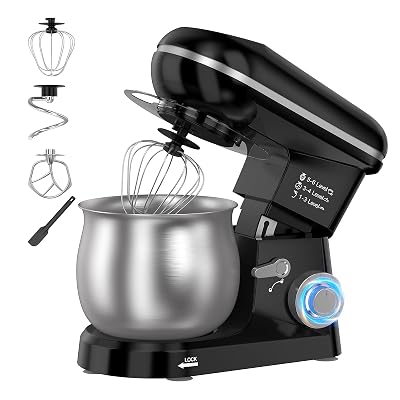Electric Stand Mixer with 5.3 Quart,Cake Mixer with Stainless Steel Bowl and Stand, Kitchen Mixer Tilt-Head Design – Includes Dough Hook, Whisk & Beater-Great for Baking Bread, Cakes, Cookies