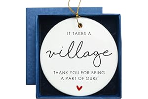 HUBBGDESIGN It Takes a Village, Teacher Appreciation Gift, Thank You Gift, Thank You for Being a Part of Ours, Child Care Worker Gift, Helper Gift, Neighbor Ornament, Ceramic Keepsake