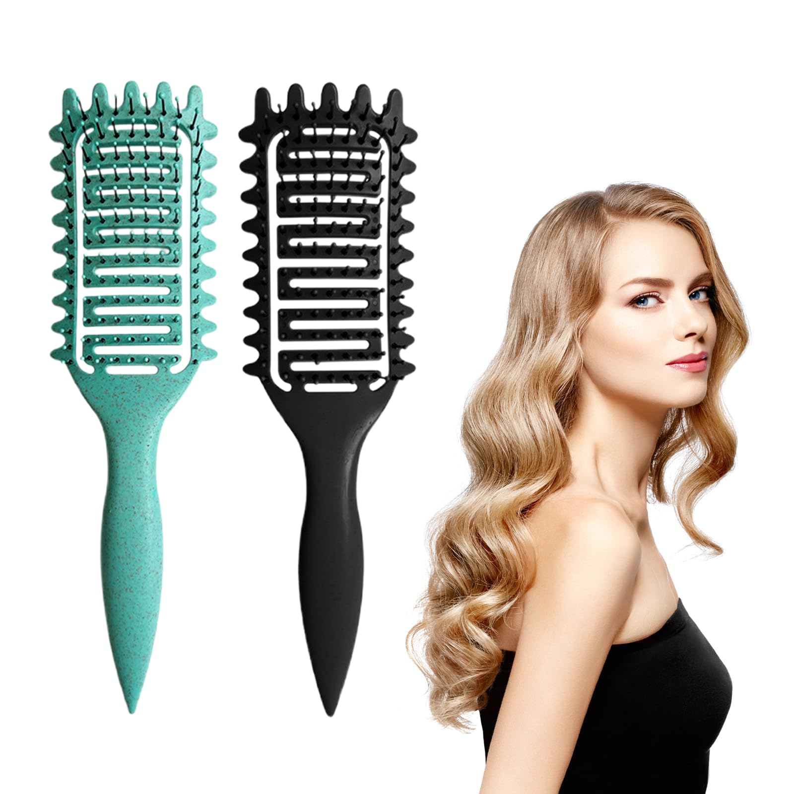 Curly Hair Brush, bounce curl brush, curl defining brush, Define Styling Brush for Soft Bristle Vent Detangling Comb for Women Men Girls(2Pcs)