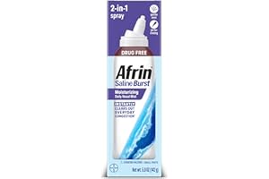 Afrin Saline Burst Moisturizing Daily Nasal Mist, Isotonic Seawater Saline Nasal Spray with Dual Nozzle for Everyday Congestion Relief and Dry Nose, Drug Free Sinus Rinse, 5oz