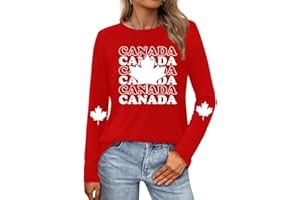 Cutesong Womens Canada Long Sleeve Canada Day Flag T-Shirt Canadian Maple Leaf Shirts
