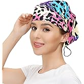 MUKJHOI Working Scrub Cap with Elastic Tie Back and Sweatband - Unisex Bouffant Hair Cover for Men, Women
