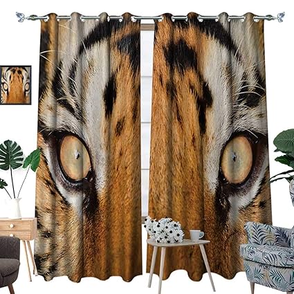 Amazon Com Safari Blackout Window Curtain Close Up Tiger Eyes