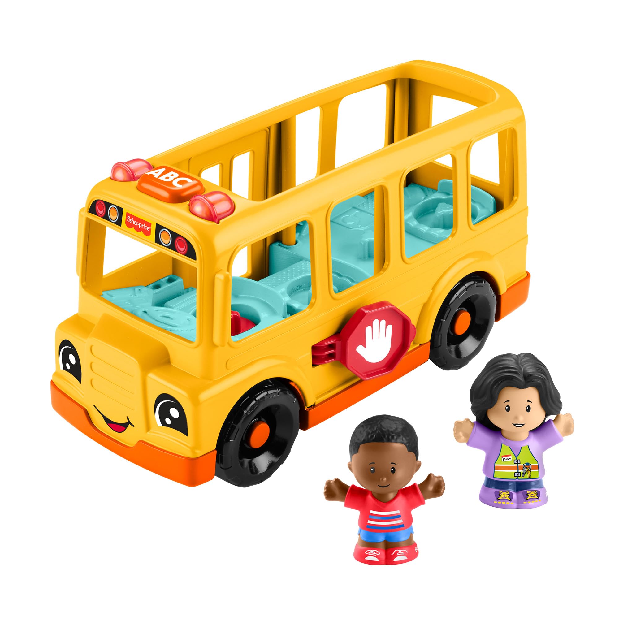 Fisher-Price Little People Toddler Toy School Bus Musical Push-Along Vehicle with 2 Figures for Kids Ages 1+ Years, Multilanguage Version, HYT03
