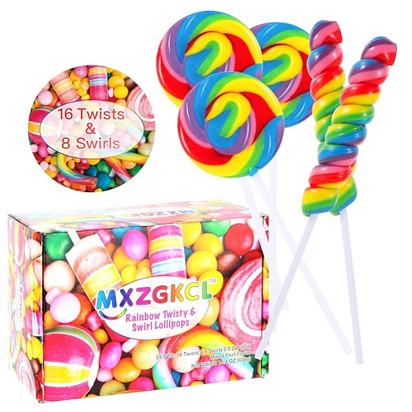 BIG SIZE! 24 PACK TWISTY LOLLIPOP, SWIRL LOLLIPOP,...