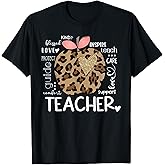 Teacher Life Leopard Apple Teacher's Day Back to School T-Shirt