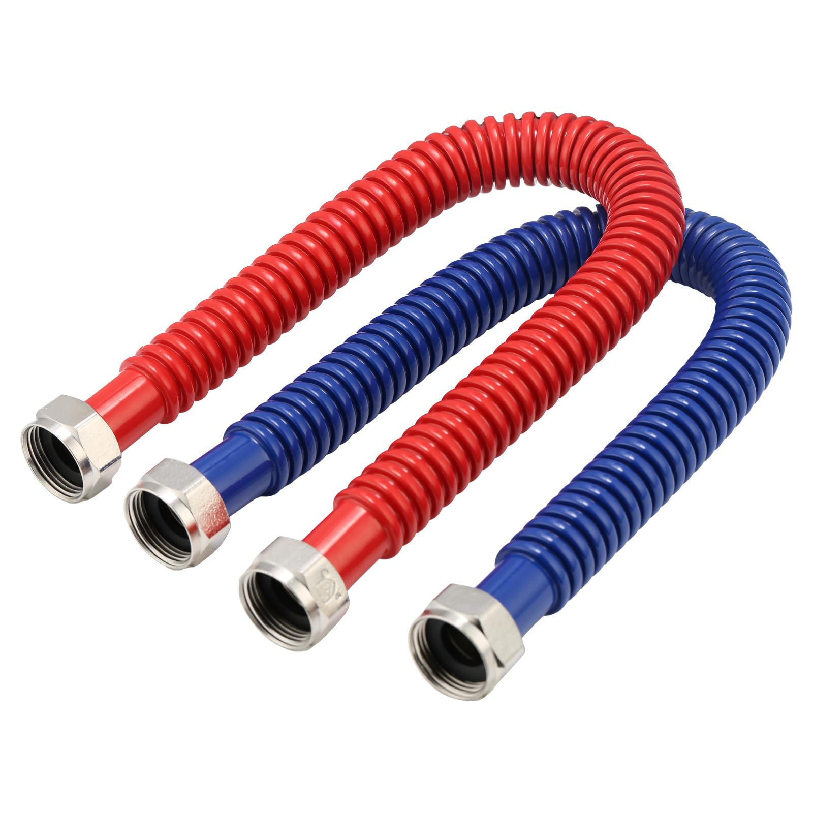 Photo 1 of Roastove 24inch Stainless Steel Corrugated Water Heater Connector, 1" FIP x 1" FIP, Hot and Cold Color Coded, Flexible for Female Iron Water Pipes Fitting,24" Length (2 Packs)