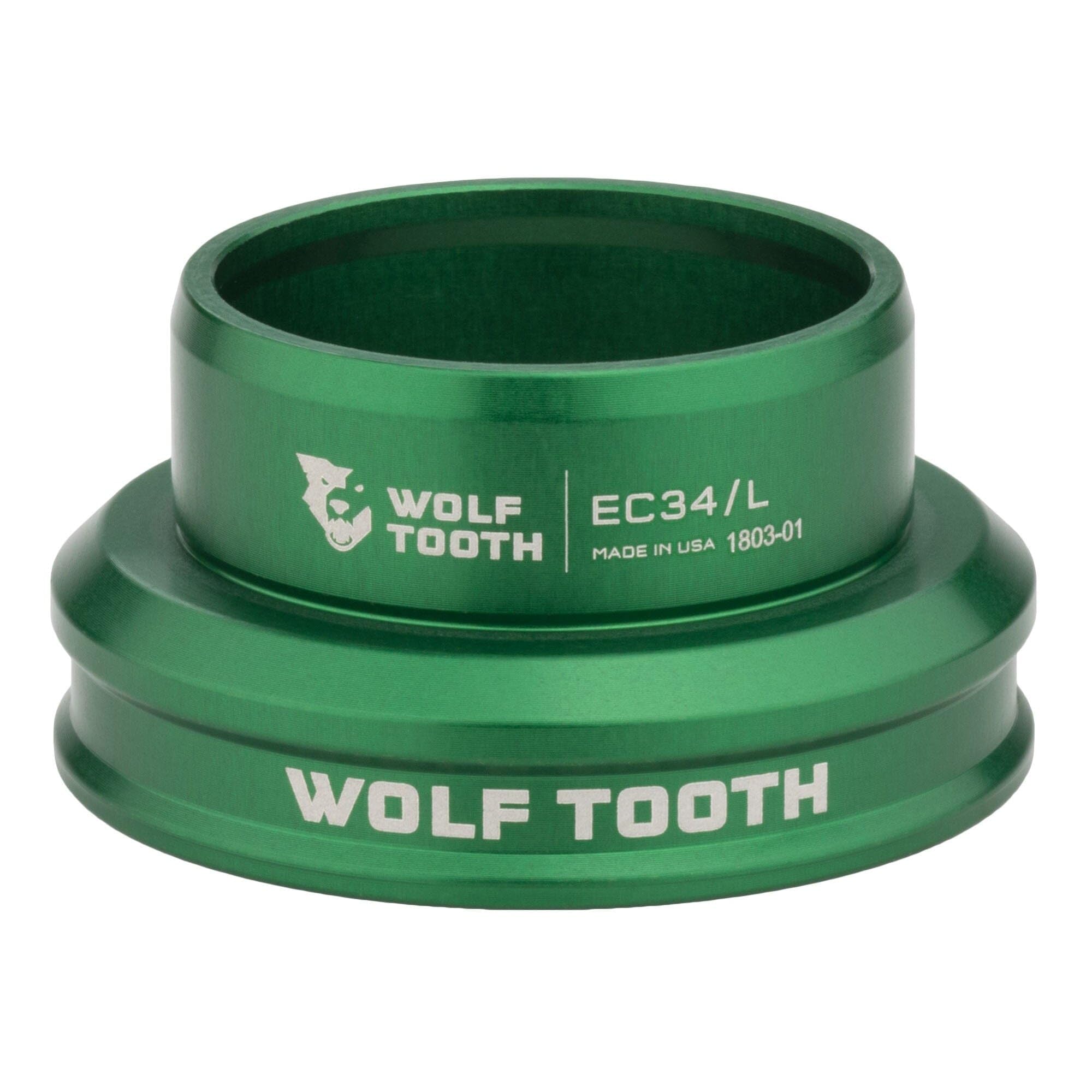 Wolf Tooth | Premium EC Headsets | External Cup EC34/30 Lower Cup Green | Lightweight Aluminium Headset Stainless Steel Bearings Wide Colour Range