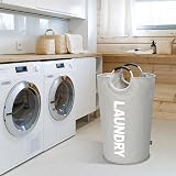 DOKEHOM 90L Large Laundry Basket Collapsible Freestanding Hamper Grey 38x38x79cm view 7