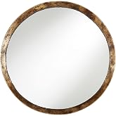 Uttermost Tortin Round Vanity Decorative Wall Mirror Rustic Vintage Multi-Tonal Hammered Jagged Metal Frame 34" Wide Decor for Bathroom Bedroom Living Room Home House Office Entryway