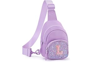 Viverte Birthday Gifts for Girls Small Clear Initial Sling Bag Crossbody Bag Purse Fanny Packs Personalized Monogrammed Gifts for Girls for Travel (Lavender-L)