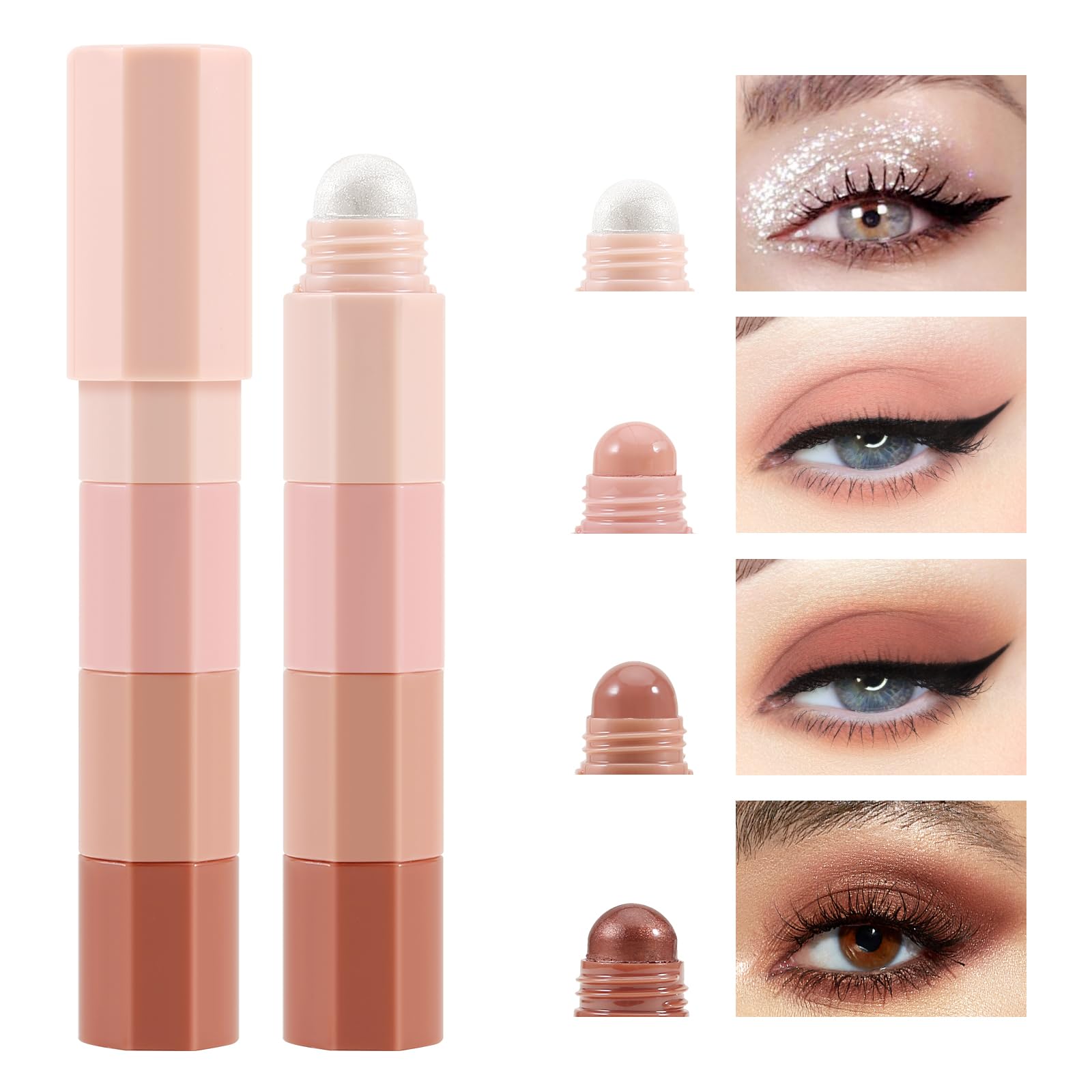 Boobeen Cream Eyeshadow Stick Set, Highly Pigmented Eyeshadow Pencil Long Lasting, Eye Highlighter Pen For Eyes, Matte And Shimmer Finish