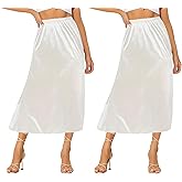 Ellames Women's 2 Pieces Half Slips for Under Dresses Satin Long Underskirt Half Slip Shirt Skirt Extender