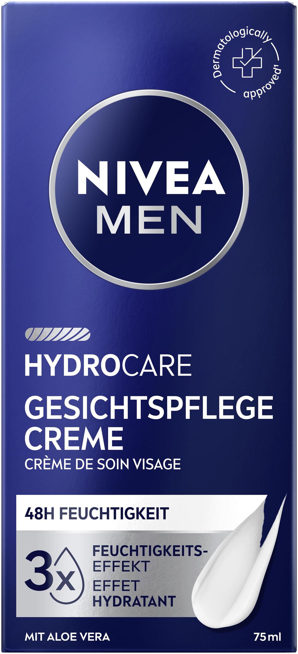NIVEA MEN Hydrocare Gesichtspflege Creme, 48h Feuchtigkeitscreme für trockene Männerhaut, feuchtigkeitsspendende Gesichtscreme mit Aloe Vera und Provitamin B5 (75 ml) 9