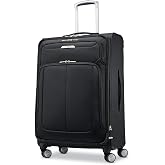 Samsonite Solyte DLX Softside Expandable Luggage with Spinner Wheels, Midnight Black, Checked-Medium 25-Inch