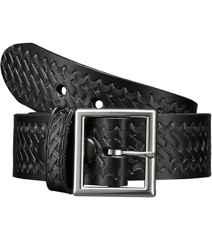 Amazon.com : Aker Leather B08 Garrison Belt, Black Basketweave Leather  Tactical Duty Belt 1.5 Inch Wide with Removable Chrome Center Bar Buckle,  Size 28 for Law Enforcement Uniform or Everyday Wear, Made