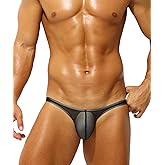 PAIZH Men's Sexy Low Rise Briefs See-through Ice Silk Bikini Soft Sheer Bulge Pouch Underwear