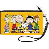 Buckle-Down Peanuts Wallet, Zip Pouch, Peanuts Gang Close Up Group Pose Golden Yellow, Canvas