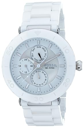 montre femme ceramique blanc fossil ce1000