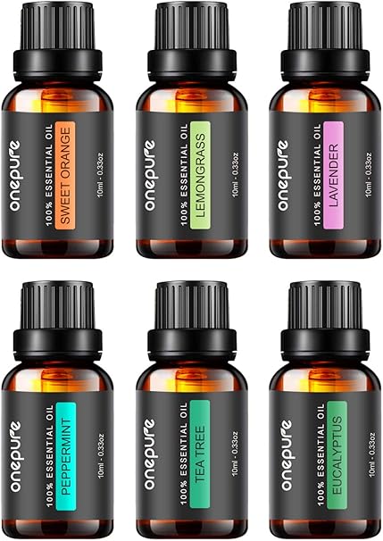 Amazon Com Onepure Essential Oils 6 X 10ml Essential Oils Gift Set For Diffuser Humidifier Massage Aromatherapy Lavender Tea Tree Eucalyptus Lemongrass Orange Peppermint Beauty