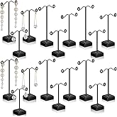Macarrie 18 Pcs Metal Earring Holder T Bar Earring Display Stand Organizer Countertop Hanger Hanging Jewelry Towers with Acrylic Base(Black)