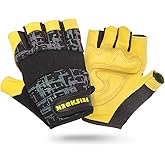 FEISHDEK Non Slip Fingerless Kids Bike Gloves for Children Cycling Riding Biking Sports Fishing Gloves with Adjustable Wrist (Black, Large)