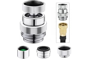 Happyreise Sink Faucet Adapter Kit,360 Degree Swivel Faucet to Garden Hose Adapter,Multi-Thread Garden Hose Adapter for Bathroom Kitchen,3/4" GHT thread Chrome