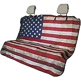 LoyaGour Back Seat Cover for Car Trucks Van SUV,Waterproof Rear Bench Towel Seat Covers for Dogs and Kids,Automotive Backseat Protector (American Flag)