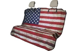 LoyaGour Back Seat Cover for Car Trucks Van SUV Jeep,Waterproof Rear Bench Towel Seat Covers for Dogs and Kids,Automotive Backseat Protector (American Flag)