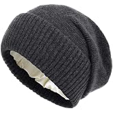 Satin Lined Winter Beanie Hats for Women Unisex Cotton Knitted Cuffed Knit Hat with Silky Lining Slouchy Skull Cap Black in Kenya | Skullies & Beanies
