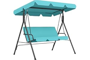 Outsunny 3-Seat Outdoor Patio Swing Chair with Removable Cushion, Steel Frame Stand and Adjustable Tilt Canopy for Patio, Garden, Poolside, Balcony, Backyard, Green