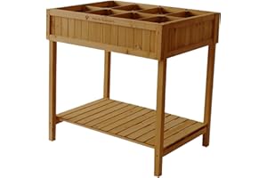 VegTrug 8 Pocket Herb Garden, Wooden Herb Planter with Herb Snips, Natural