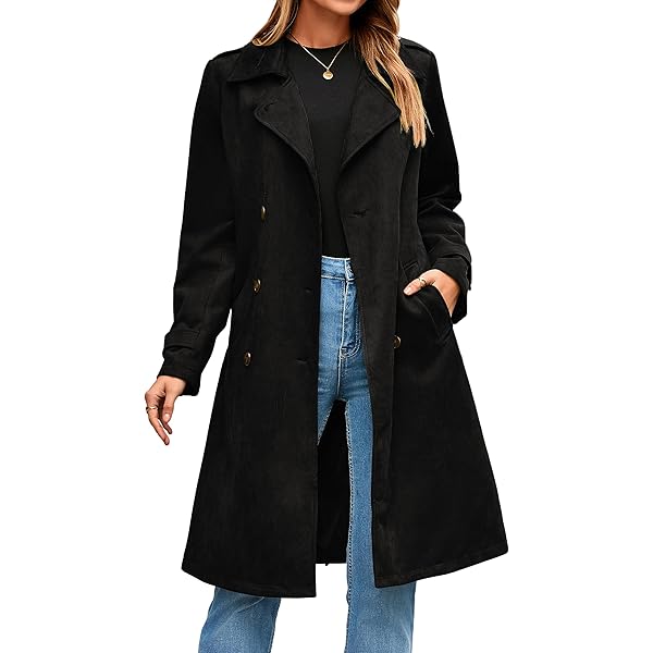 Amazon.com: Women's Trench Coat Long Double-Breasted Winter Jacket