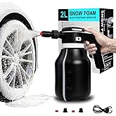 VSSOC Electric Foam Sprayer for Thick Rich Foam, 2L Cordless Portable - Professional Pressurized Foam Cannon for Car Wash & Detailing, Rechargeable with Long Lasting Battery Black
