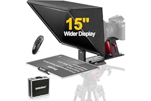 Desview TP150 teleprompter, 15 inch High Display Mirror, Aluminum Alloy Teleprompter with Remote Control, Compatible with ipad/Smartphone/Tablet/Camera, Easy Assembly with Carry Case for Video Making
